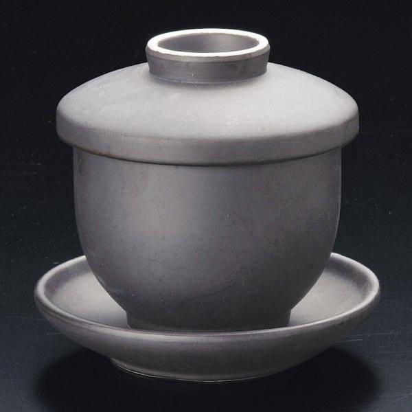 茶碗蒸し いぶし黒むし碗 3.5丸皿のセット おしゃれ 和食器 業務用 美濃焼 25d16206-1...