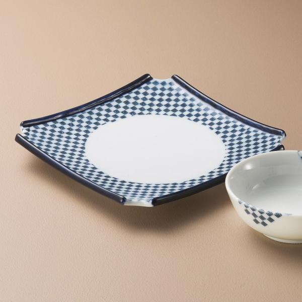 皿 角皿 天ぷら皿 青格子すみ切高台皿 おしゃれ 和食器 業務用 美濃焼 22d21717-149