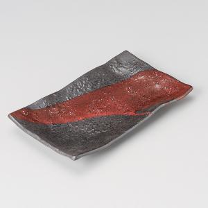 皿 朱流し焼物皿 長角皿 24.5cm おしゃれ 和食器 業務用 美濃焼 22d28902-469｜shikisaionline