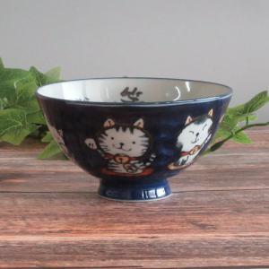 ご飯茶碗 粉引招き猫 青 大平 大きめ おしゃ...の詳細画像2