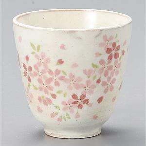 桜模様の桃色陶器茶碗　焼き物　陶芸　茶碗？　湯呑み？ 長湯呑 桜しずく [ 8.2 x 8cm ] 料亭 旅館 和食器 飲食店 業務用 : せ