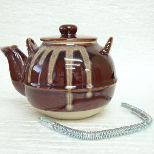 【新品・未使用】志生窯(しせいがま)茶色松葉 土瓶蒸し4個セット・耐熱・直火 土瓶蒸し セット 白釉 平型 土瓶むし 直火可 松茸の土瓶蒸し 和食器