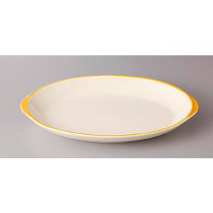 皿 カレー皿 パスタ皿 イエロー楕円パスタ皿 おしゃれ 洋食器 業務用 美濃焼 22a755-6