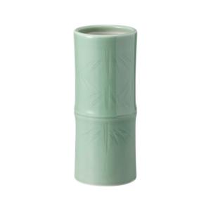 陶器の花瓶 青地竹櫛笹ホリ 10号 フラワーベース 22a902-14