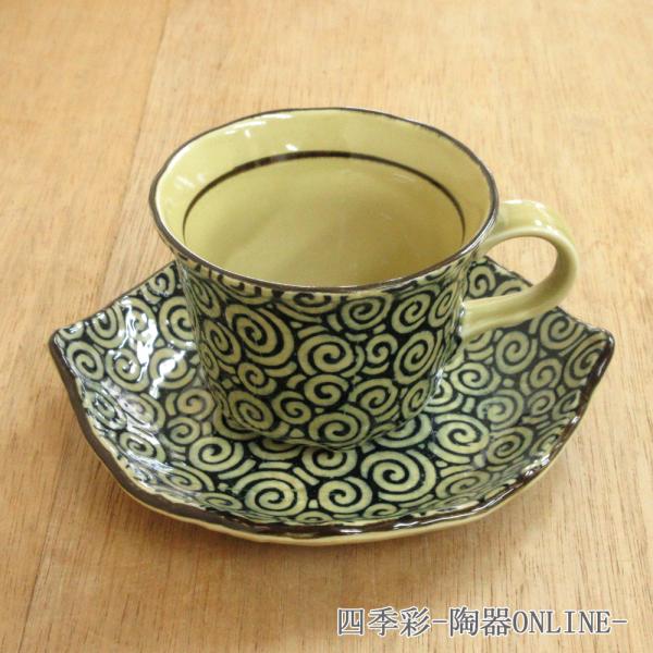 コーヒーカップ ソーサー うず唐草 和陶器 業務用 おしゃれ カフェ食器 美濃焼 25d65755-...