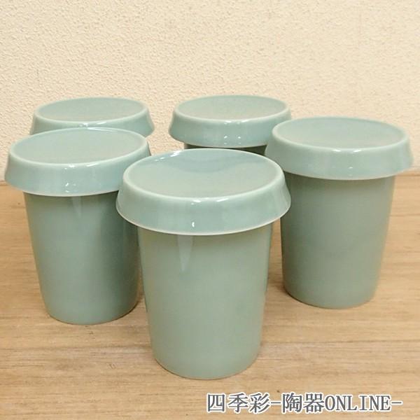 ヒレ酒カップ 5個セット 古青地 ふぐ ひれ酒 酒器 業務用 美濃焼 23y49322