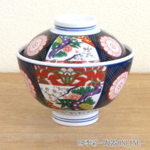 蓋つき煮物椀 緑彩金牡丹 おしゃれ 和食器 業務用 美濃焼 23b280-13