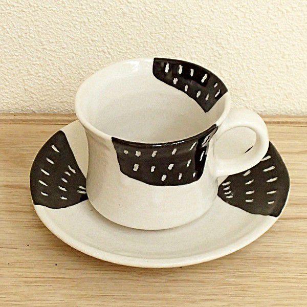 コーヒーカップ ソーサー 黒カスリ 和陶器 おしゃれ 業務用 美濃焼  22d72457-189