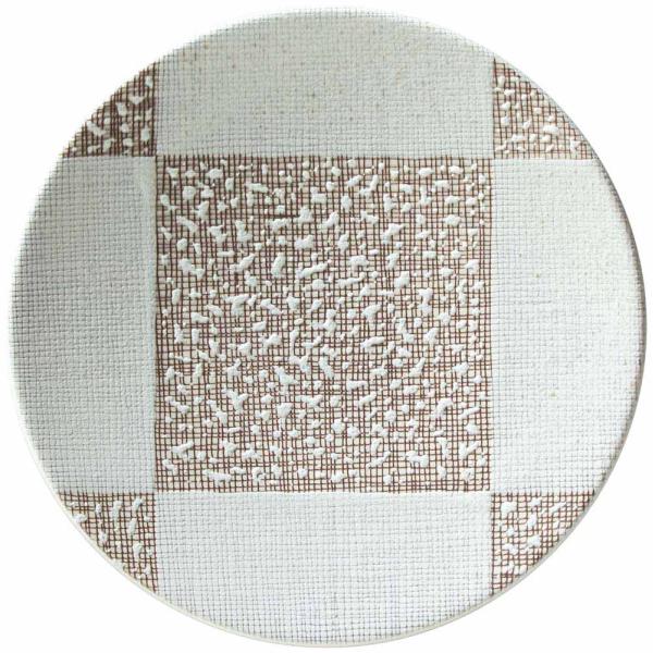 皿 19cm丸皿 絹格子 ケーキ皿 サラダ皿 おしゃれ 和食器 業務用 美濃焼