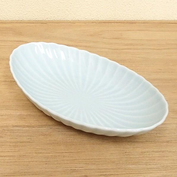 皿 21.5cm楕円皿 オーバル 青白 かすみ おしゃれ 和食器 業務用 美濃焼 m56180075