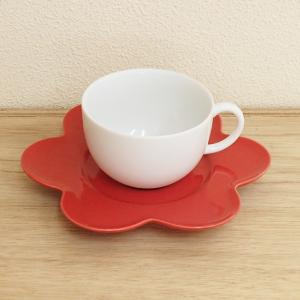 コーヒーカップソーサー 赤 Fleur フルール 洋食器 おしゃれ かわいい 美濃焼｜shikisaionline