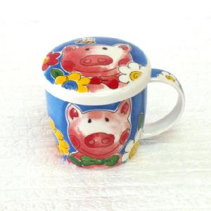 ふた付き マグカップ ブタ 陶器 8y761-24-494