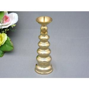 仏壇屋 滝田商店 獅子掛中口 火立(ローソク立て・燭台) 磨き 6寸付