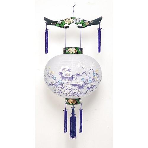 232 尺三御殿丸 ムラサキ絵 長80cm お盆用品 お盆 初盆 提灯 盆ちょうちん 行灯 盆提灯 ...