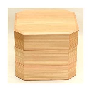 秋田杉 大館工芸社 6.5寸隅切三段重 重箱 (内朱) おしゃれ 日本製 