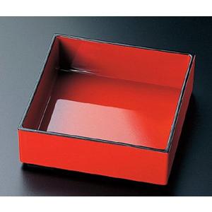 長角システム松花堂弁当 黒朱市松 おしゃれ 業務用 容器 盛り付け 堅牢