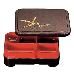 木製8.5寸千筋松花堂 総黒 仕切付 弁当箱 おしゃれ 業務用 容器