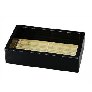 線筋長角ざるセイロ 竹ス付 黒内朱 和食器 そば皿 そばせいろ お蕎麦