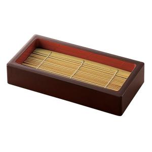 萬葉重 竹ス付 黒天朱 つゆ入・薬味皿セット 和食器 そば皿 そばせいろ