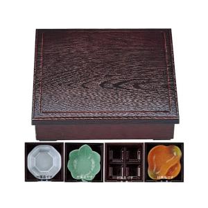 木製8.5寸布目松花堂 溜 仕切付 弁当箱 おしゃれ 業務用 容器 盛り付け