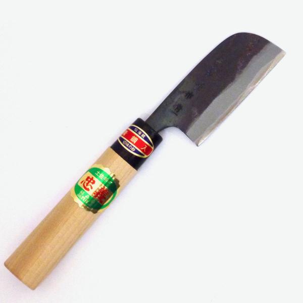 土佐刃物 栗包丁 黒打 両刃 青鋼入 75ｍｍ（らっきょう包丁）忠義