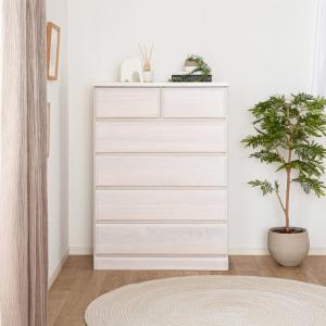 ニトリ（NITORI） ハイチェスト(TA75WH 取っ手ピンク) タンス たんす