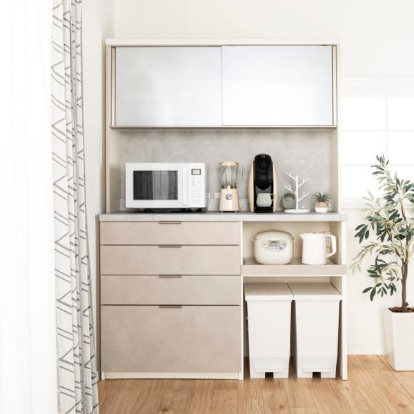 食器棚 キッチンボード 幅140cm 奥行50cm 日本製 キッチン収納 大容量 オープン仕様 RU...