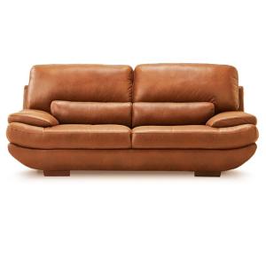 関家具 【レザーテックス】 3人掛けソファ トレビソ (キャメル) （配送