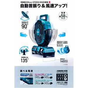 マキタ CF203DZ(青) 自動首振り機能付...の詳細画像2