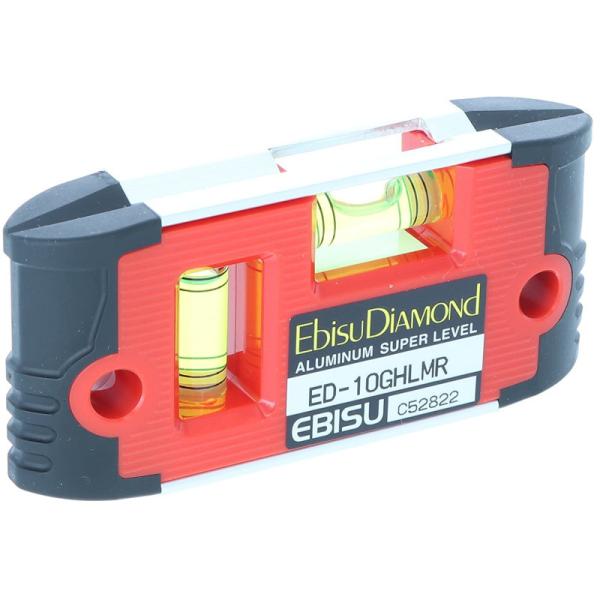 エビス ED-10GHLMR(レッド)(100mm) 超強力磁石付G-ハンディレベル(水平器・ミニレ...