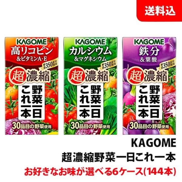 送料無料 カゴメ 野菜一日これ一本 超濃縮 シリーズ各種125ml 6ケース(144本) 野菜ジュー...
