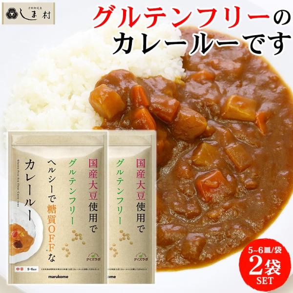 グルテンフリー カレールー 低糖質 中辛 120g 2袋 | ダイズラボ 大豆粉のカレールー マルコ...