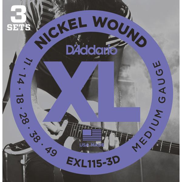 D'Addario ダダリオ EXL115/3D 11-49 ミディアム 3セット エレキギター弦 ...