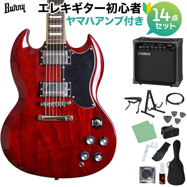 Burny バーニー SRSG55 Cherry 初心者14点セット 〔ヤマハアンプ付き〕 SG エ...