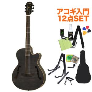 ARIA アリア FET-F2 STBK アコースティックギターギター初心者12点セット エレアコ Fホール Elecord｜shimamura