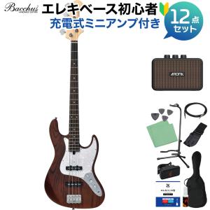 Bacchus バッカス WJB-500R ASH BR/SM ブラウン サテンマット ベース 初心者12点セット 〔ミニアンプ付〕 ジャズベースタイプ｜shimamura