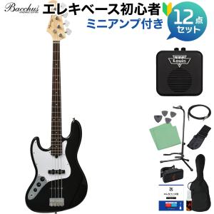 Bacchus バッカス BJB-1R-LH BLK ベース 初心者12点セット 〔ミニアンプ付〕 ジャズベースタイプ レフトハンド｜shimamura