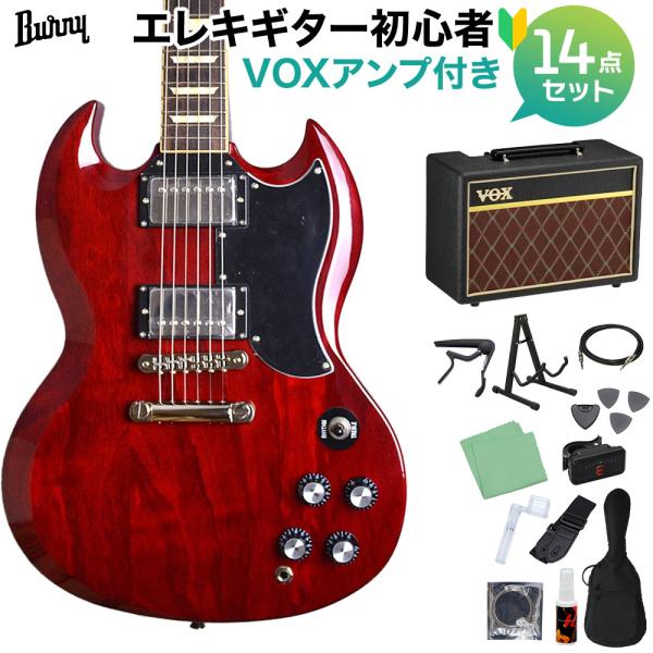 Burny バーニー SRSG55 Cherry 初心者14点セット 〔VOXアンプ付き〕 SG エ...