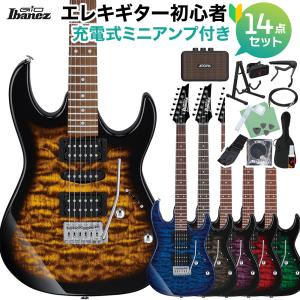 Gio Ibanez ジオ アイバニーズ GRX70QA エレキギター初心者14点セット 〔ミニアンプ付き〕