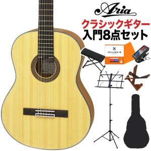ARIA アリア A-10 クラシックギター初心者8点セット 650mm 松／サペリ 艶消し塗装｜shimamura