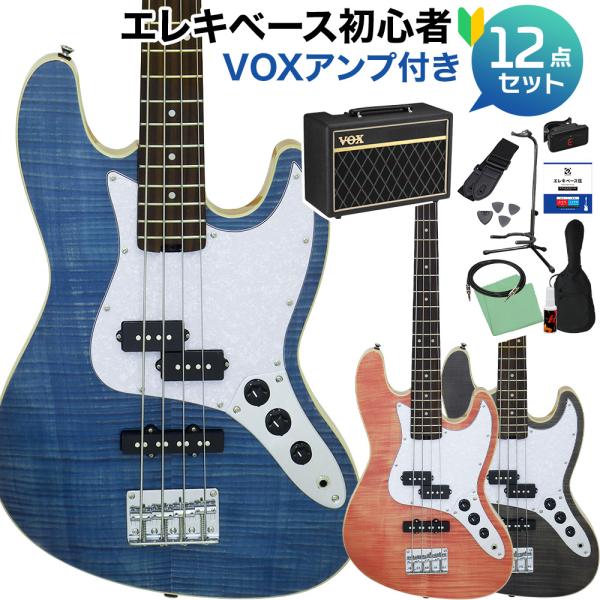 AriaPro2 アリアプロ2 STB-AE200 ベース 初心者12点セット 〔VOXアンプ付〕 ...