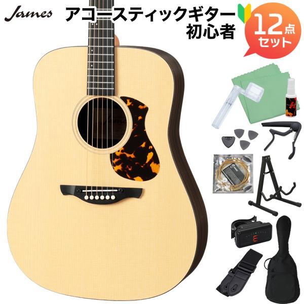 James ジェームス J-1D アコースティックギター初心者12点セット アジャスタブルサドル 簡...