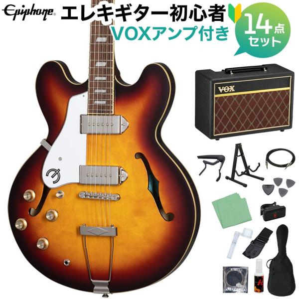 エピフォン Casino Lefthand Vintage Sunburst エレキギター 初心者1...
