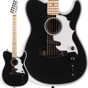 Fender Jack White Triplesonic Acoustasonic Telecaster with Case Satin Arctic White with Black Top