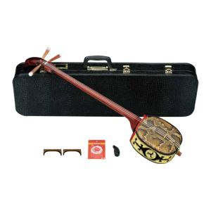 全音 ゼンオン SS-46 沖縄三線 初級入門セット 本ニシキ蛇皮 本漆朱塗