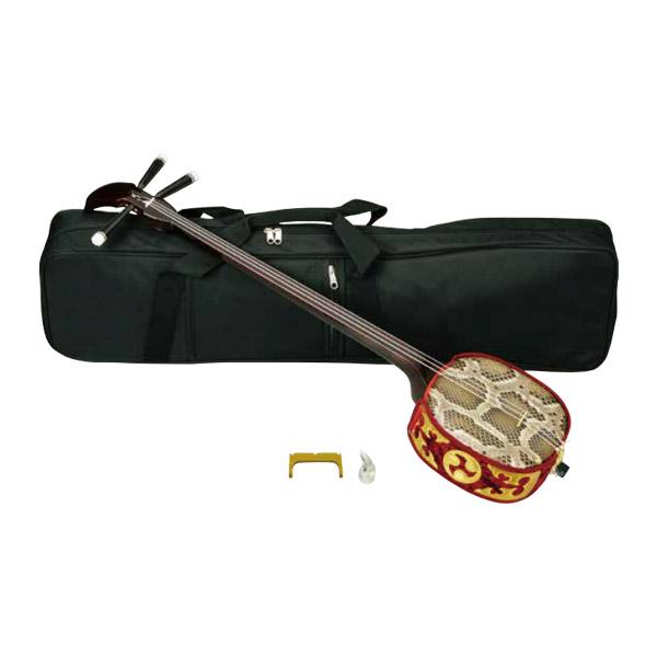 全音 ゼンオン SS-46 沖縄三線 初級入門セット 本ニシキ蛇皮 本漆朱塗