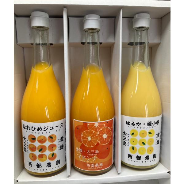 愛媛 瀬戸内 柑橘ストレートジュース 3種セット3本 はれひめ マドンナ はるか 媛小春