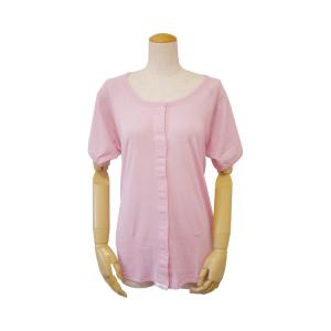婦人三分袖前開きシャツ（縫い目が外側・ワンタッチテープ式） / 43283　LL　杢ピンク（ウエル）｜shimayamedical