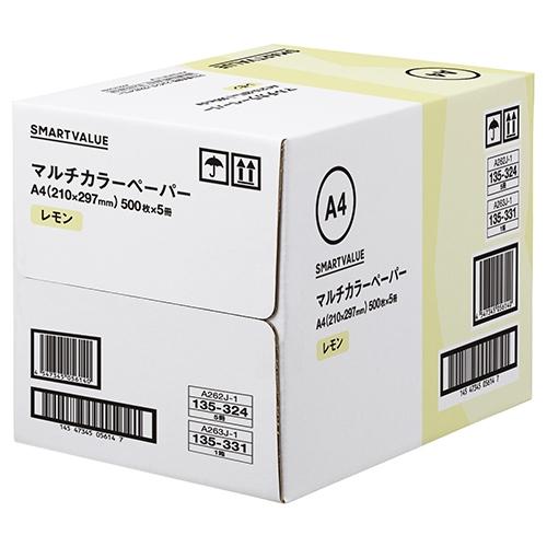 スマートバリュー カラーペーパーＡ４　レモン　２５００枚　Ａ２６３Ｊ−１ Ａ２６３Ｊ−１