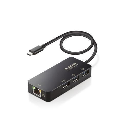 エレコム ＬＡＮアダプタ　Ｔｙｐｅ−Ｃ　ＵＳＢハブ付ＥＤＣ−ＧＵＣ３Ｈ２−Ｂ ＥＤＣ−ＧＵＣ３Ｈ２−...